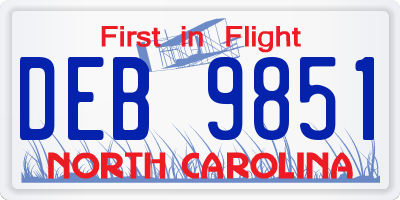NC license plate DEB9851