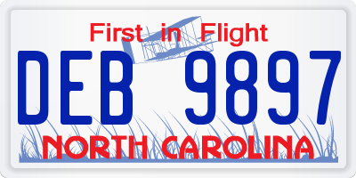 NC license plate DEB9897