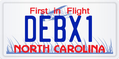 NC license plate DEBX1