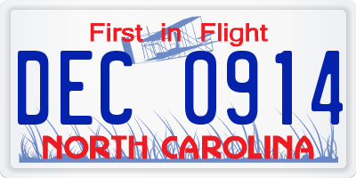NC license plate DEC0914
