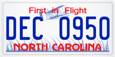 NC license plate DEC0950