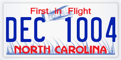 NC license plate DEC1004