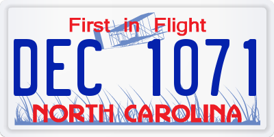 NC license plate DEC1071