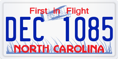 NC license plate DEC1085