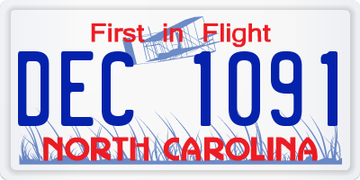 NC license plate DEC1091
