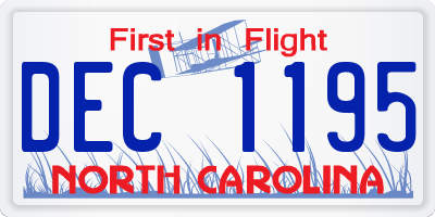 NC license plate DEC1195