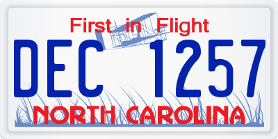 NC license plate DEC1257