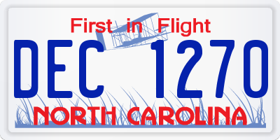 NC license plate DEC1270