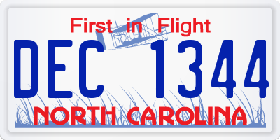 NC license plate DEC1344