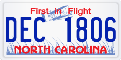 NC license plate DEC1806