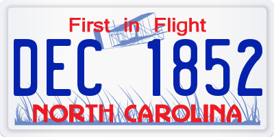 NC license plate DEC1852