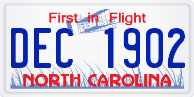 NC license plate DEC1902