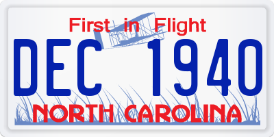 NC license plate DEC1940
