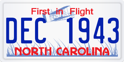 NC license plate DEC1943