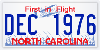 NC license plate DEC1976