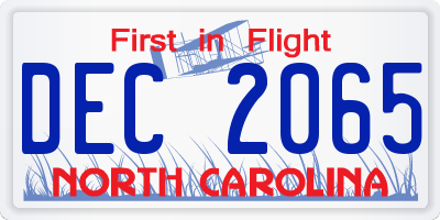 NC license plate DEC2065