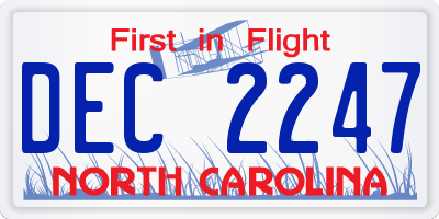 NC license plate DEC2247