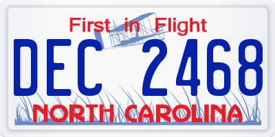 NC license plate DEC2468