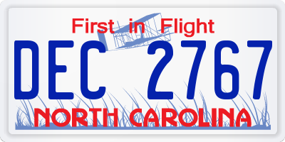 NC license plate DEC2767