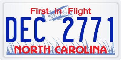 NC license plate DEC2771