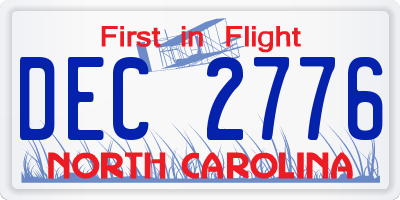 NC license plate DEC2776