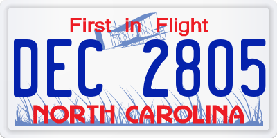 NC license plate DEC2805