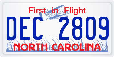 NC license plate DEC2809