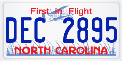 NC license plate DEC2895