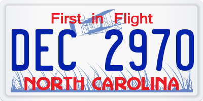 NC license plate DEC2970