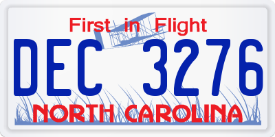 NC license plate DEC3276