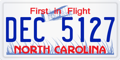 NC license plate DEC5127