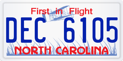 NC license plate DEC6105