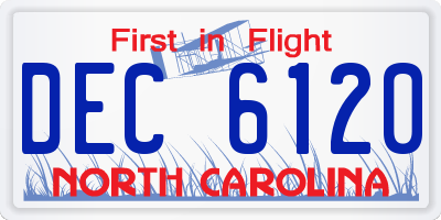 NC license plate DEC6120