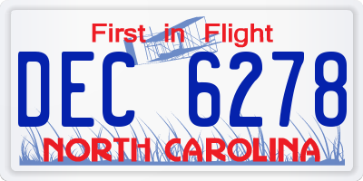 NC license plate DEC6278
