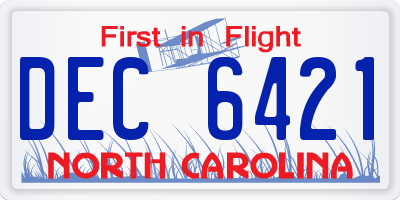NC license plate DEC6421