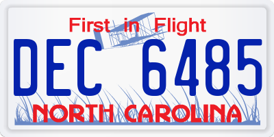 NC license plate DEC6485