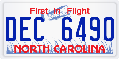 NC license plate DEC6490
