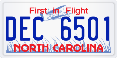 NC license plate DEC6501