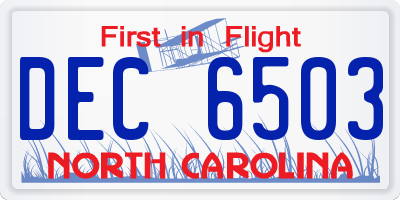 NC license plate DEC6503