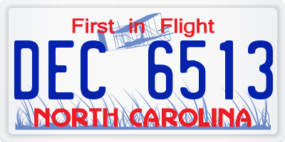 NC license plate DEC6513