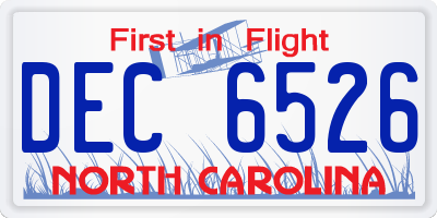 NC license plate DEC6526