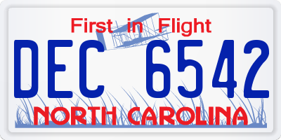 NC license plate DEC6542