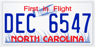 NC license plate DEC6547