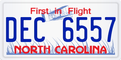 NC license plate DEC6557