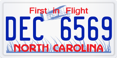 NC license plate DEC6569