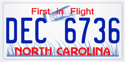 NC license plate DEC6736
