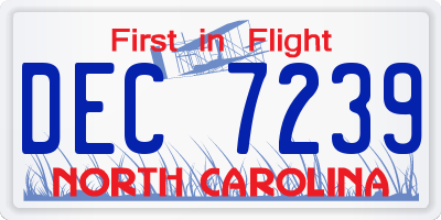 NC license plate DEC7239