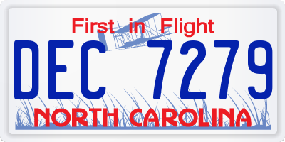 NC license plate DEC7279