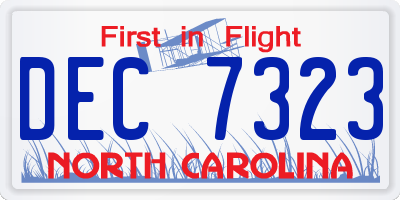 NC license plate DEC7323