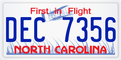 NC license plate DEC7356